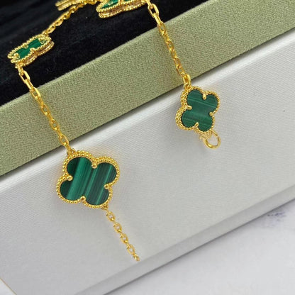 [Triumph Jewelry]MAGIC CLOVER MALACHITE GOLD BRACELET 5 MOTIFS