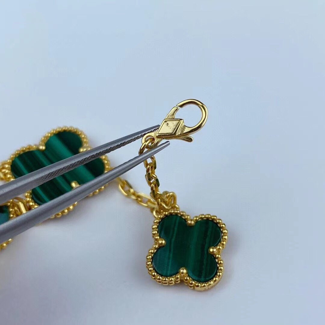 [Triumph Jewelry]MAGIC CLOVER MALACHITE GOLD BRACELET 5 MOTIFS