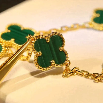 [Triumph Jewelry] CLOVER 5 MOTIF MALACHITE BRACELET COLLECTION