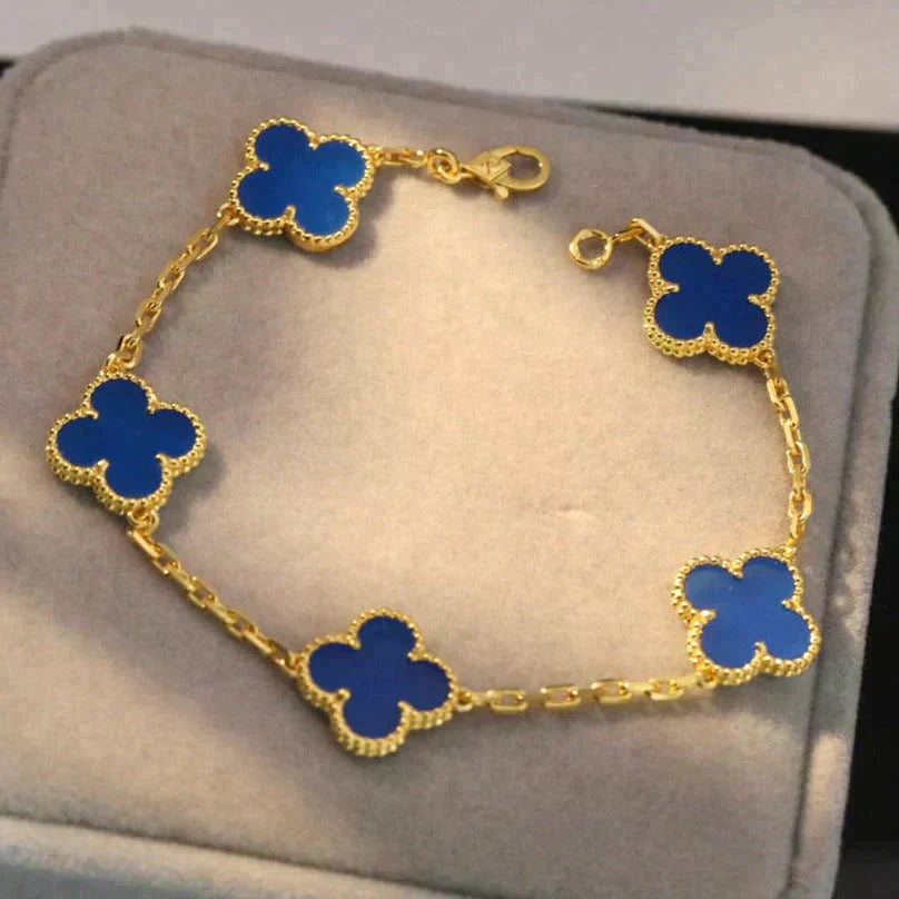 [Triumph Jewelry] CLOVER 5 MOTIF BLUE AGATE BRACELET COLLECTION