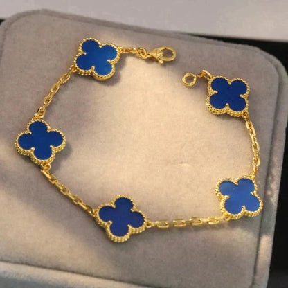[Triumph Jewelry] CLOVER 5 MOTIF BLUE AGATE BRACELET COLLECTION