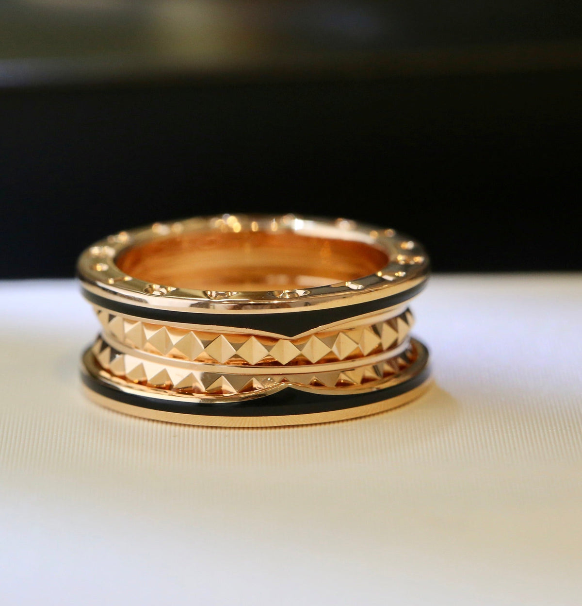 [Triumph Jewelry]ZERO 1 PINK GOLD BLACK CERAMIC RING