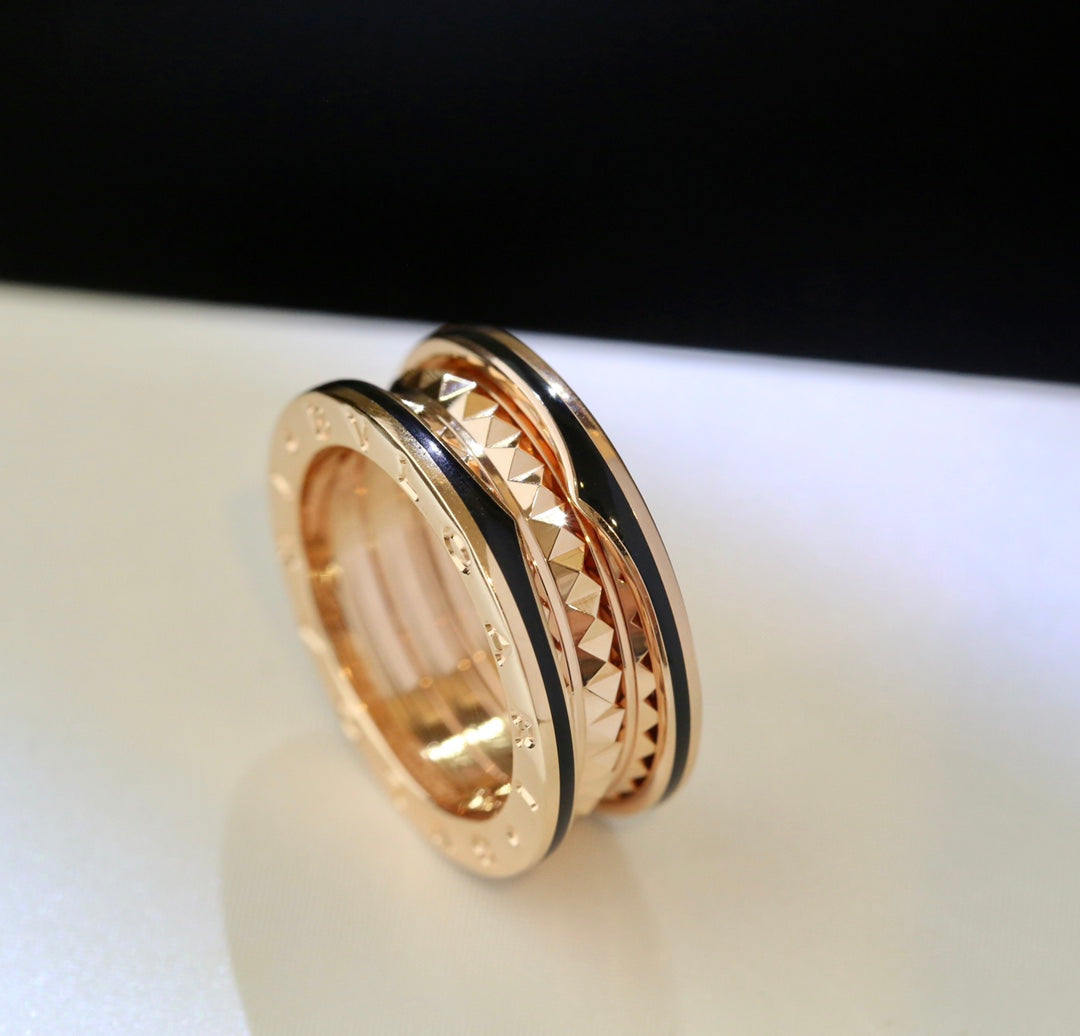 [Triumph Jewelry]ZERO 1 PINK GOLD BLACK CERAMIC RING