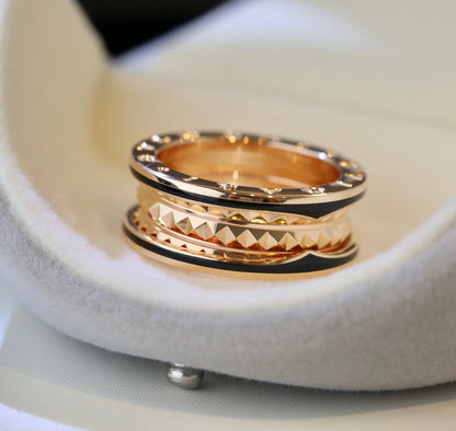 [Triumph Jewelry]ZERO 1 PINK GOLD BLACK CERAMIC RING