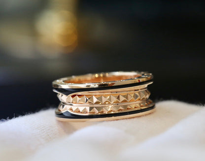 [Triumph Jewelry]ZERO 1 PINK GOLD BLACK CERAMIC RING