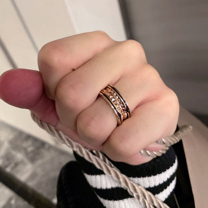 [Triumph Jewelry]ZERO 1 PINK GOLD BLACK CERAMIC RING