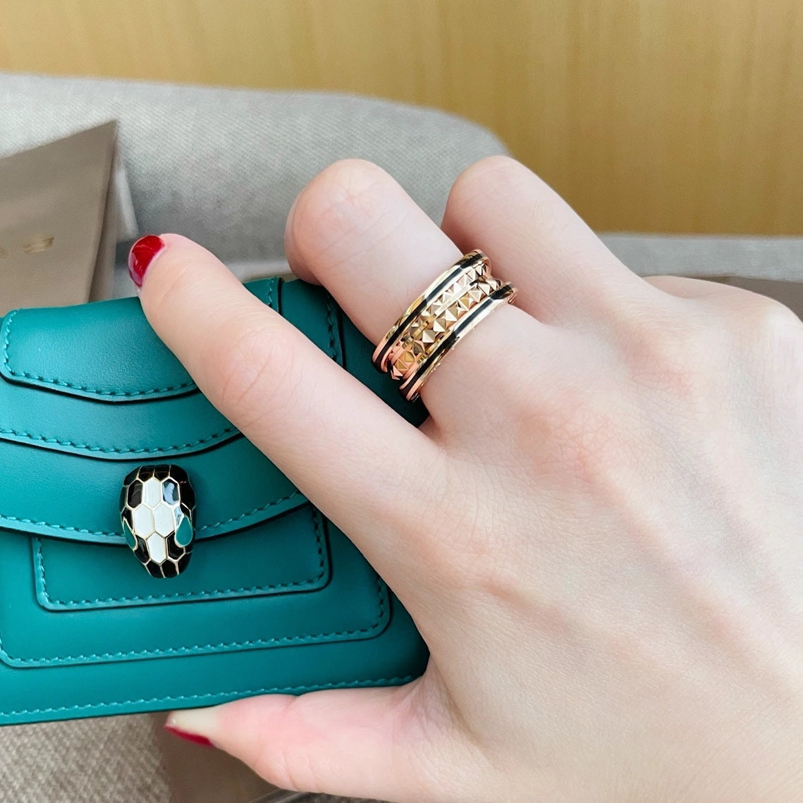 [Triumph Jewelry]ZERO 1 PINK GOLD BLACK CERAMIC RING