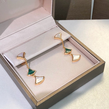 [Triumph Jewelry]DREAM EARRINGS 3 MOTIFS MALACHITE MOP PINK GOLD