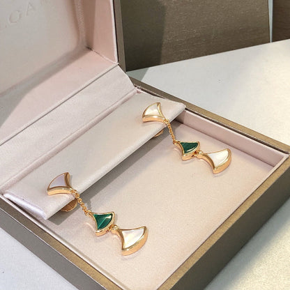 [Triumph Jewelry]DREAM EARRINGS 3 MOTIFS MALACHITE MOP PINK GOLD