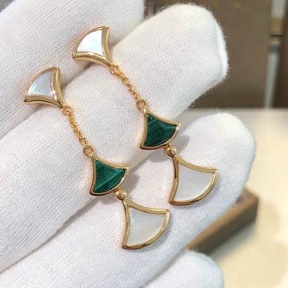 [Triumph Jewelry]DREAM EARRINGS 3 MOTIFS MALACHITE MOP PINK GOLD