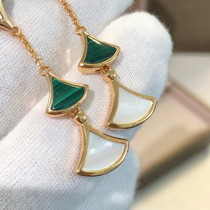 [Triumph Jewelry]DREAM EARRINGS 3 MOTIFS MALACHITE MOP PINK GOLD
