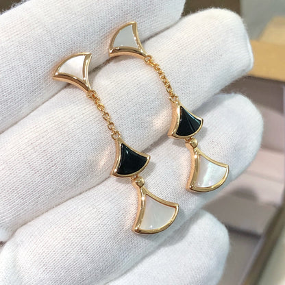 [Triumph Jewelry]DREAM EARRINGS 3 MOTIFS ONYX MOP PINK GOLD