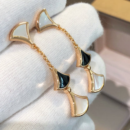 [Triumph Jewelry]DREAM EARRINGS 3 MOTIFS ONYX MOP PINK GOLD
