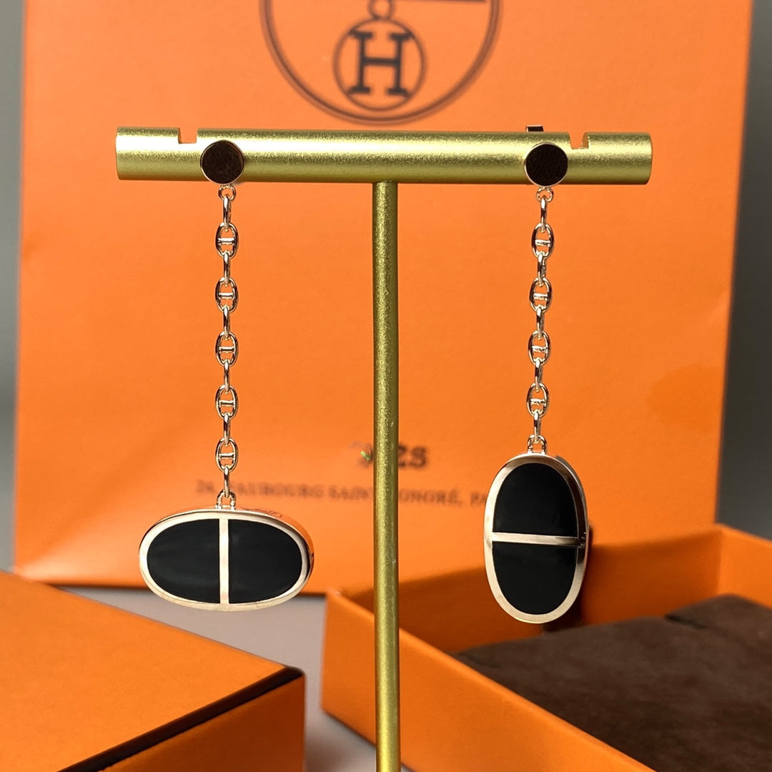 [Triumph Jewelry]CHAINE VERSO BLACK CERAMIC EARRINGS