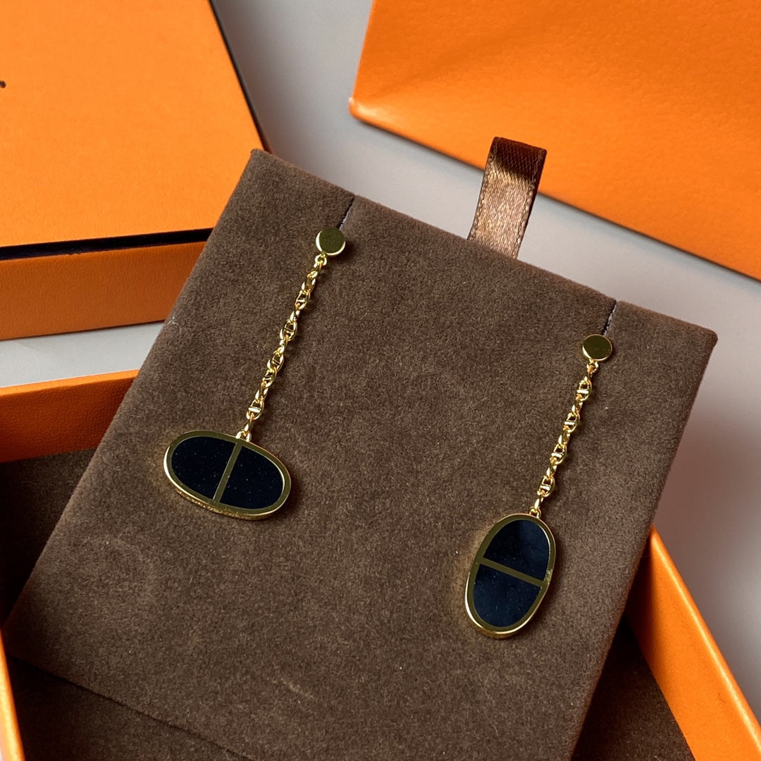 [Triumph Jewelry]CHAINE VERSO BLACK CERAMIC EARRINGS