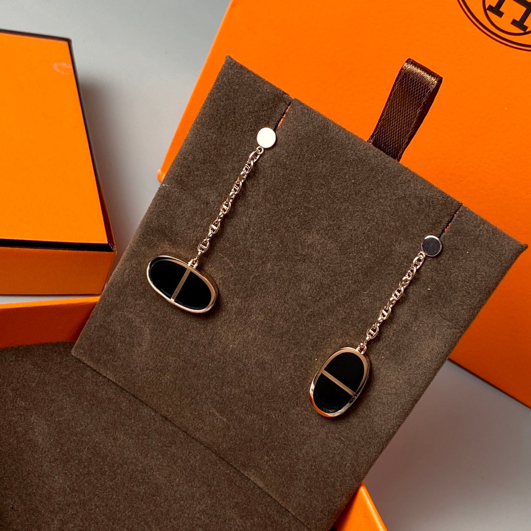 [Triumph Jewelry]CHAINE VERSO BLACK CERAMIC EARRINGS