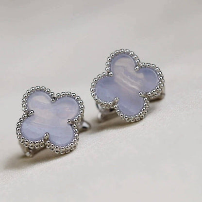 [Triumph Jewelry]CLOVER MEDIUM 1 MOTIFS  WHITE MOP EARRINGS SILVER