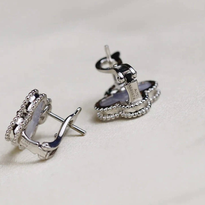 [Triumph Jewelry]CLOVER MEDIUM 1 MOTIFS  WHITE MOP EARRINGS SILVER