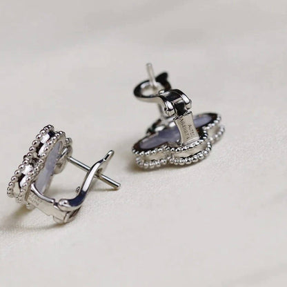 [Triumph Jewelry]CLOVER MEDIUM 1 MOTIFS  WHITE MOP EARRINGS SILVER