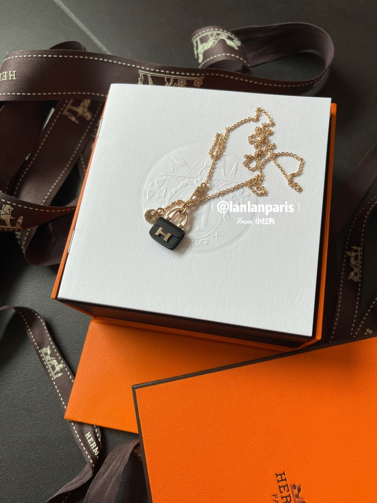 [Triumph Jewelry]CONSTANCE BLACK PEDANT PINK GOLD NECKLACE