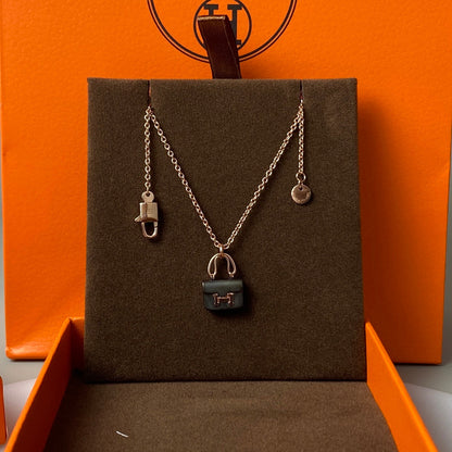 [Triumph Jewelry]CONSTANCE BLACK PEDANT PINK GOLD NECKLACE