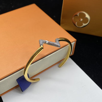 [Triumph Jewelry]VOLTE UPSITE DOWN DIAMOND GOLD OPEN BRACELET
