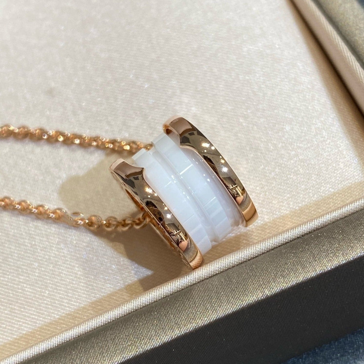[Triumph Jewelry]ZERO 1 WHITE CERAMIC PINK GOLD NECKLACE