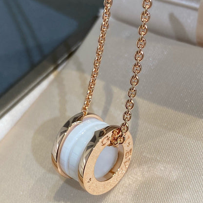 [Triumph Jewelry]ZERO 1 WHITE CERAMIC PINK GOLD NECKLACE