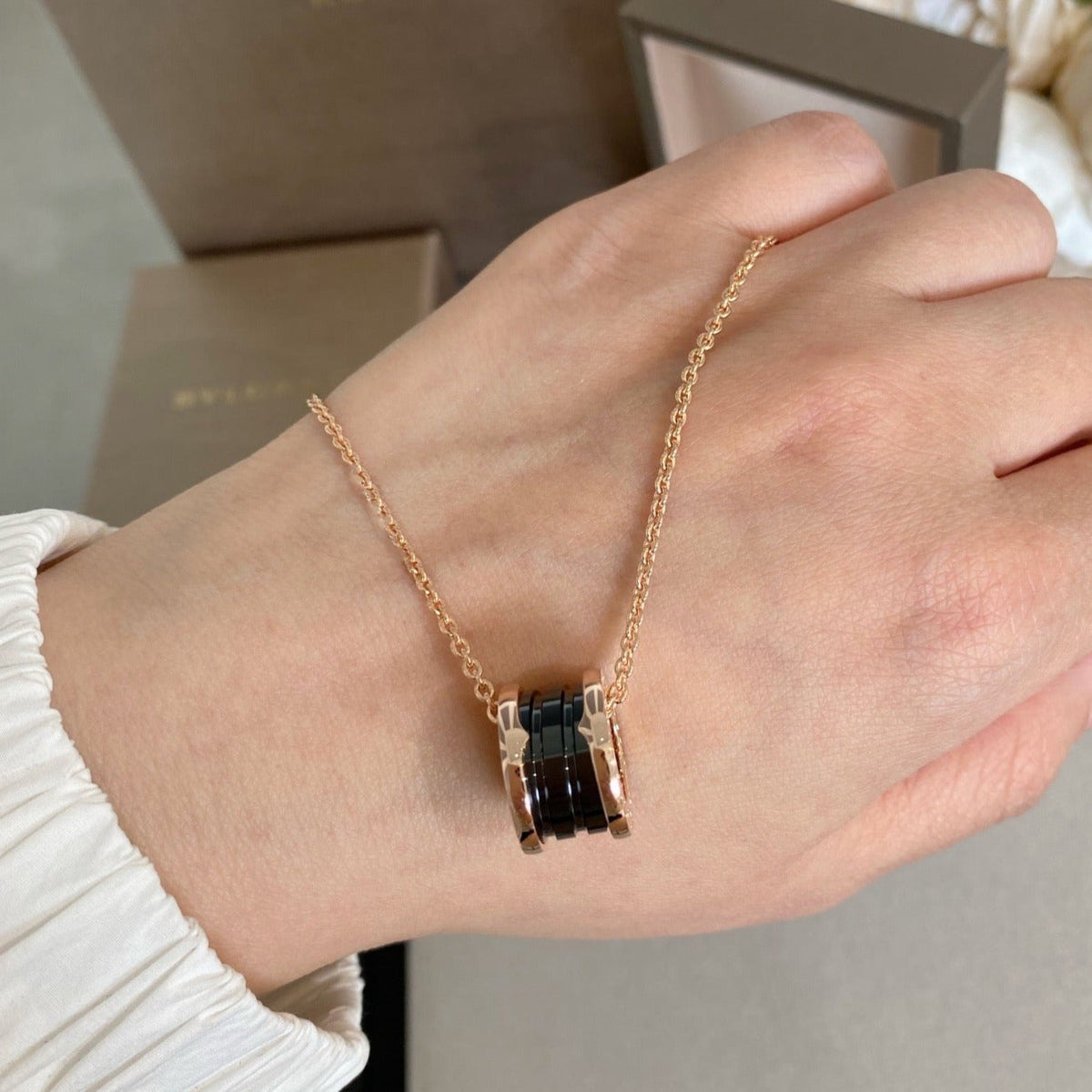 [Triumph Jewelry]ZERO 1 BLACK CERAMIC PINK GOLD NECKLACE