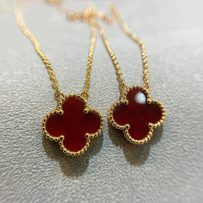 [Triumph Jewelry]CLOVER 15MM CARNELIAN SINGLE FLOWER NECKLACE