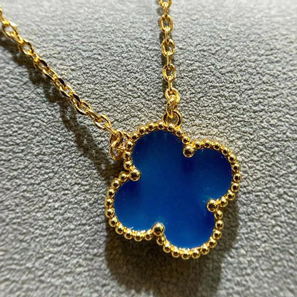 [Triumph Jewelry]CLOVER 15MM BLUE AGATE NECKLACE
