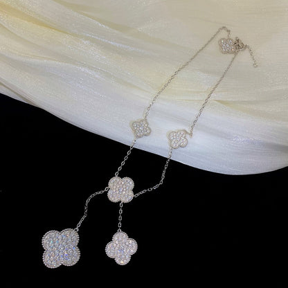 [Triumph Jewelry]CLOVER 5 MOTIFS SILVER DIAMONDS NECKLACE