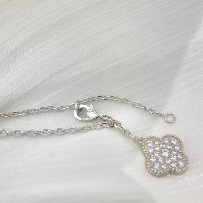 [Triumph Jewelry]CLOVER 5 MOTIFS SILVER DIAMONDS NECKLACE