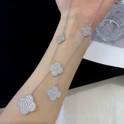 [Triumph Jewelry]CLOVER 5 MOTIFS SILVER DIAMONDS NECKLACE