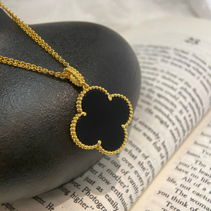 [Triumph Jewelry]CLOVER 25MM NECKLACE GOLD ONYX