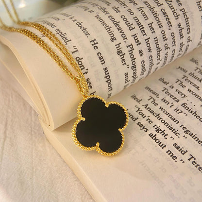 [Triumph Jewelry]CLOVER 25MM NECKLACE GOLD ONYX