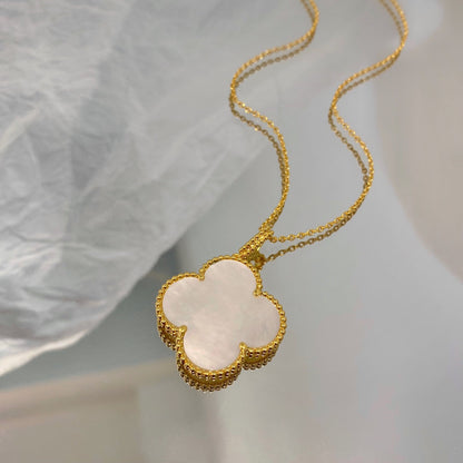 [Triumph Jewelry]CLOVER 25MM MOP LARGE PENDANT NECKLACE