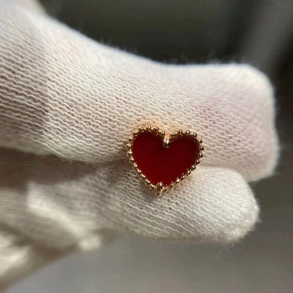 [Triumph Jewelry]HEART CARNELIAN STUD EARRINGS