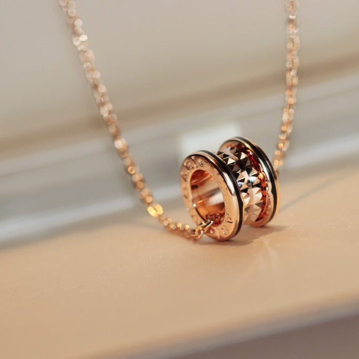 [Triumph Jewelry]ZERO 1 ROCK PEDANT PINK GOLD BLACK NECKLACE