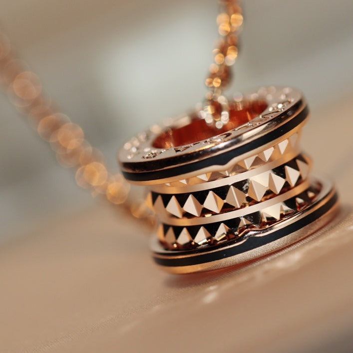 [Triumph Jewelry]ZERO 1 ROCK PEDANT PINK GOLD BLACK NECKLACE