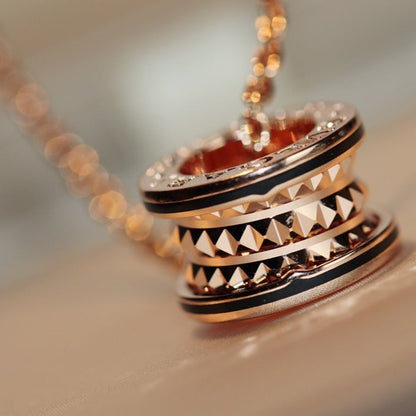 [Triumph Jewelry]ZERO 1 ROCK PEDANT PINK GOLD BLACK NECKLACE