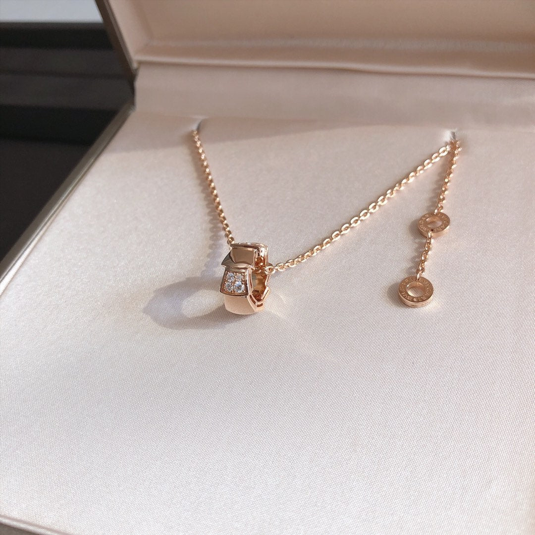 [Triumph Jewelry]SERPENTI PEDANT DIAMOND PINK GOLD NECKLACE