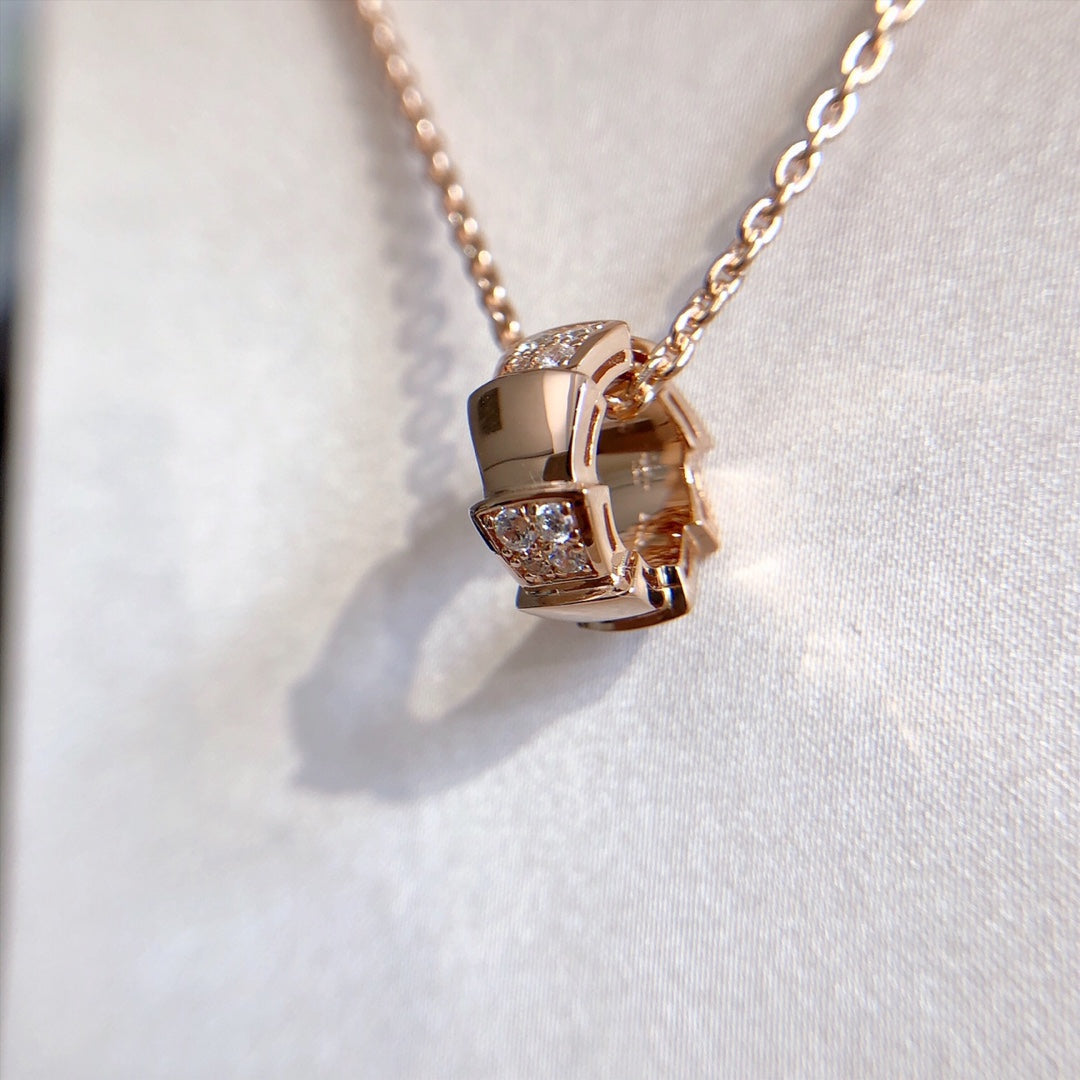 [Triumph Jewelry]SERPENTI PEDANT DIAMOND PINK GOLD NECKLACE