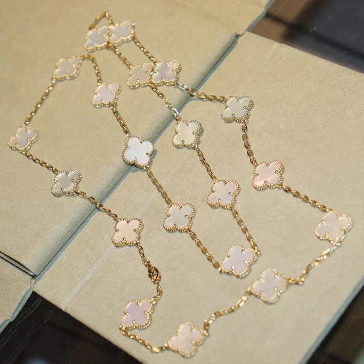 [Triumph Jewelry]CLOVER 20 MOTIFS WHITE MOP NECKLACE