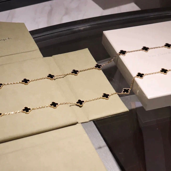 [Triumph Jewelry]CLOVER 20 MOTIFS ONYX NECKLACE