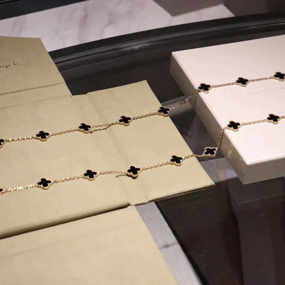 [Triumph Jewelry]CLOVER 20 MOTIFS ONYX NECKLACE