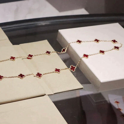[Triumph Jewelry]CLOVER 20 MOTIFS CARNELIAN NECKLACE