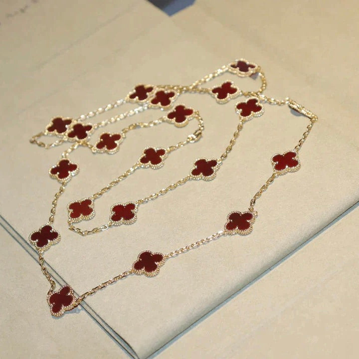 [Triumph Jewelry]CLOVER 20 MOTIFS CARNELIAN NECKLACE