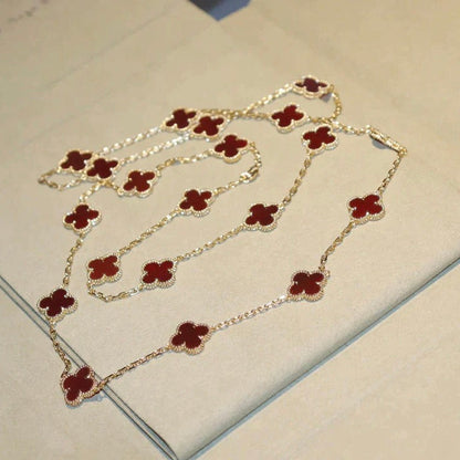 [Triumph Jewelry]CLOVER 20 MOTIFS CARNELIAN NECKLACE