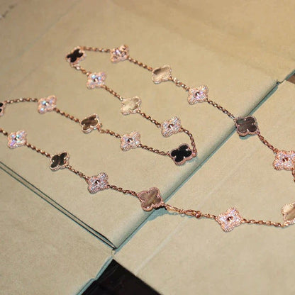 [Triumph Jewelry]CLOVER 20 MOTIFS DARK MOP DIAMOND  NECKLACE